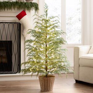 My Texas House 4-Foot Pre-Lit Cypress Pot Christmas Tree- New In Box